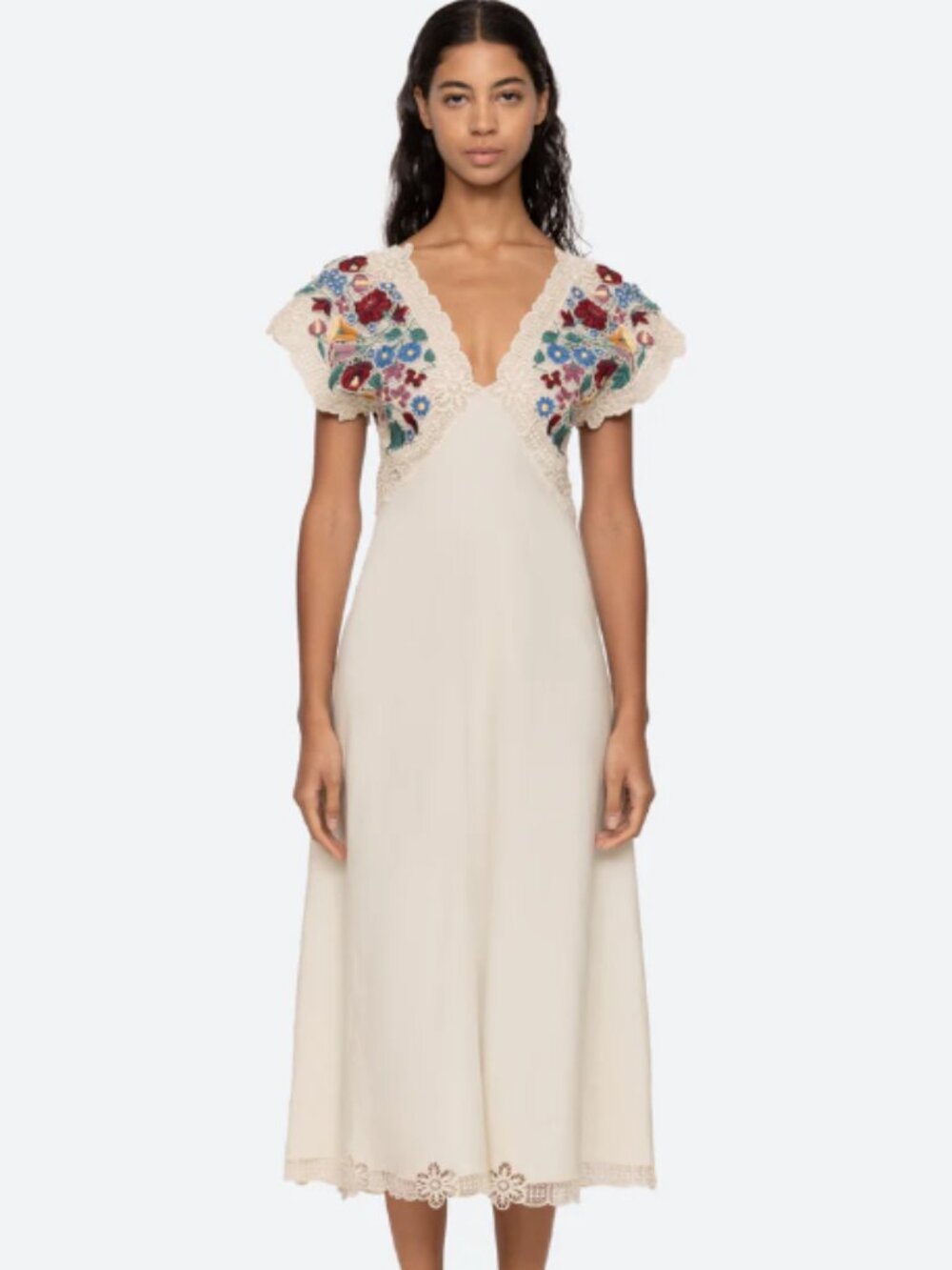 NWT SEA  new york katharine embroidery vneck dress in multi sz 8